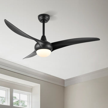 Aviator 52" Coastal Vintage Iron/Plastic Mobile-App/Remote-Controlled 6-Speed Retro Swirl Integrated LED Ceiling Fan - JONATHAN Y